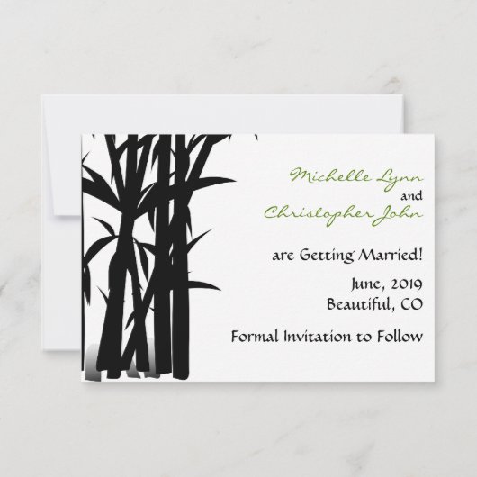 Panda Bears und Bamboo Wedding retten das Datum Save The Date (Rückseite)