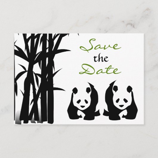 Panda Bears und Bamboo Wedding retten das Datum Save The Date (Vorderseite)