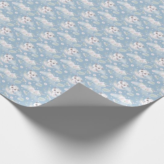 Panda Bears und Blume Geschenkpapier (Ecke)