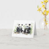 Panda Bears Vielen Dank Karte (Gelbe Blume)