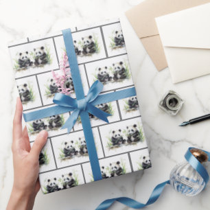Panda Bears Watercolor Geschenkpapier