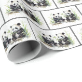 Panda Bears Watercolor Geschenkpapier (Rolleneckpunkt)