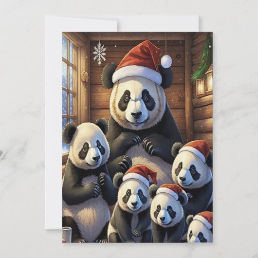 Panda Bears Weihnachtskarte Feiertagskarte (Vorderseite)