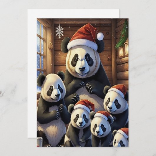 Panda Bears Weihnachtskarte Feiertagskarte (Vorne/Hinten)
