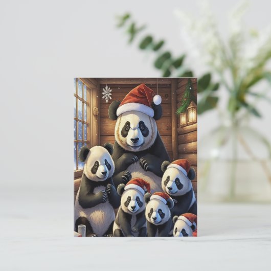 Panda Bears Weihnachtskarte Feiertagskarte (Stehend Vorderseite)