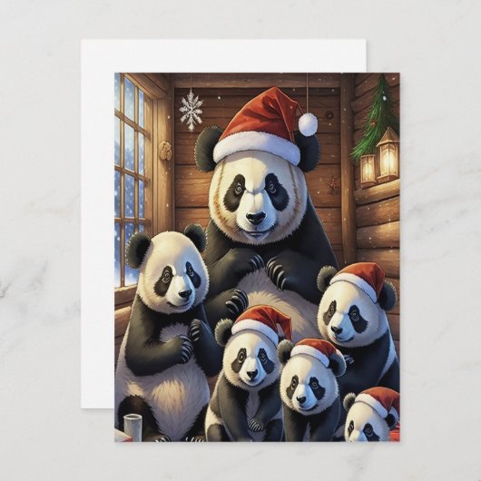 Panda Bears Weihnachtskarte Feiertagskarte (Vorne/Hinten)