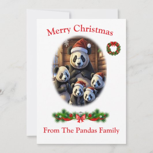 Panda Bears Weihnachtskarten Einladung (Vorderseite)