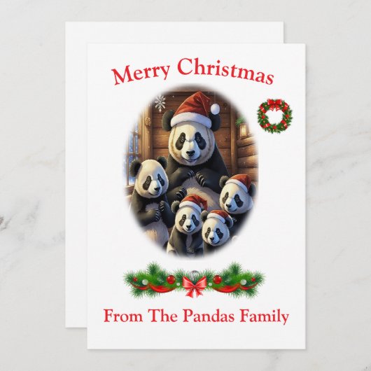 Panda Bears Weihnachtskarten Einladung (Vorne/Hinten)