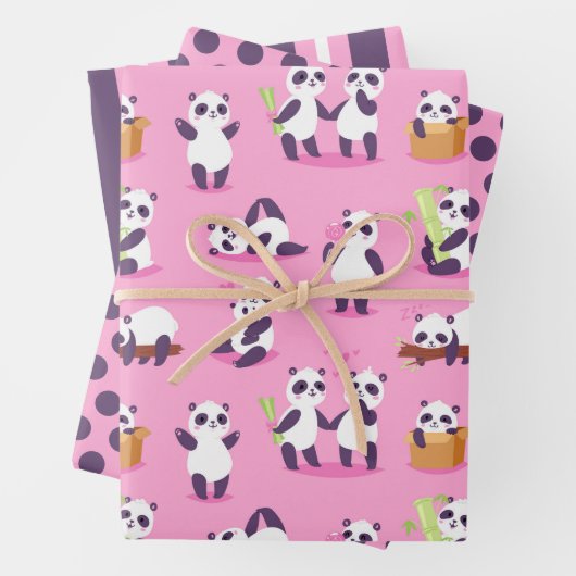 Panda Bears Wrapping Paper Set 3 Geschenkpapier Set (Beispiel)
