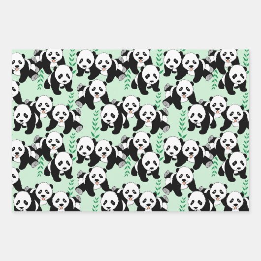 Panda Bears Wrapping Paper Sheets Geschenkpapier Set (Vorderseite 2)