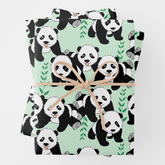 Panda Bears Wrapping Paper Sheets Geschenkpapier Set (Beispiel)