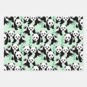 Panda Bears Wrapping Paper Sheets Geschenkpapier Set (Vorderseite)