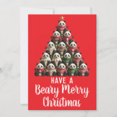 Panda Beary Merry Christmas Tree Feiertagskarte (Vorderseite)