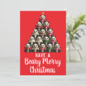 Panda Beary Merry Christmas Tree Feiertagskarte (Stehend Vorderseite)