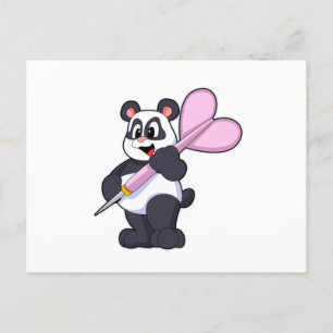 Panda bei Darts mit Dart Postkarte