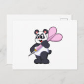 Panda bei Darts mit Dart Postkarte (Vorne/Hinten)