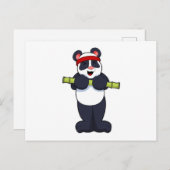 Panda bei der Arbeit mit Bamboo-Gewicht Postkarte (Vorne/Hinten)