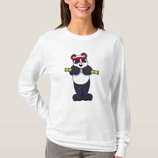 Panda bei der Arbeit mit Bamboo-Gewicht T-Shirt (Vorderseite)
