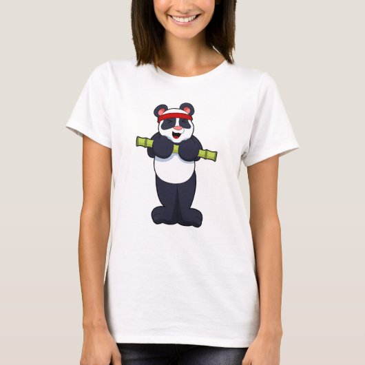 Panda bei der Arbeit mit Bamboo-Gewicht T-Shirt (Vorderseite)