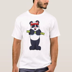 Panda bei der Arbeit mit Bamboo-Gewicht T-Shirt