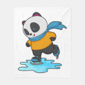 Panda bei Ice Skaten mit Ice Skate & Scarf Fleecedecke (Vorderseite)