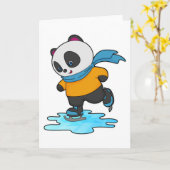 Panda bei Ice Skaten mit Ice Skate & Scarf Karte (Gelbe Blume)
