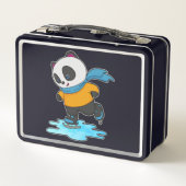 Panda bei Ice Skaten mit Ice Skate & Scarf Metall Brotdose (Rückseite)
