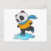 Panda bei Ice Skaten mit Ice Skate & Scarf Postkarte (Vorderseite)