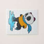 Panda bei Ice Skaten mit Ice Skate & Scarf Puzzle (Horizontal)