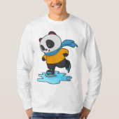 Panda bei Ice Skaten mit Ice Skate & Scarf T-Shirt (Vorderseite)