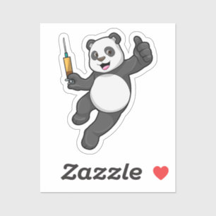 Panda bei Impfung mit Spritze Aufkleber