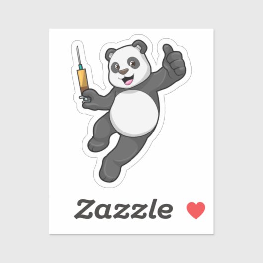 Panda bei Impfung mit Spritze Aufkleber (Blatt)