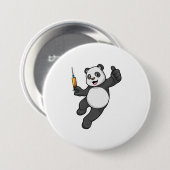 Panda bei Impfung mit Spritze Button (Vorne & Hinten)