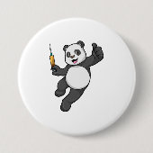 Panda bei Impfung mit Spritze Button (Vorderseite)