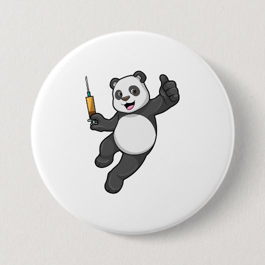 Panda bei Impfung mit Spritze Button (Vorderseite)