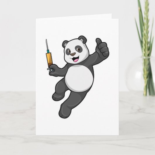 Panda bei Impfung mit Spritze Karte (Vorderseite)
