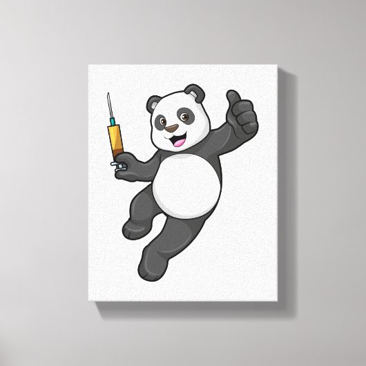Panda bei Impfung mit Spritze Leinwanddruck (Vorderseite)