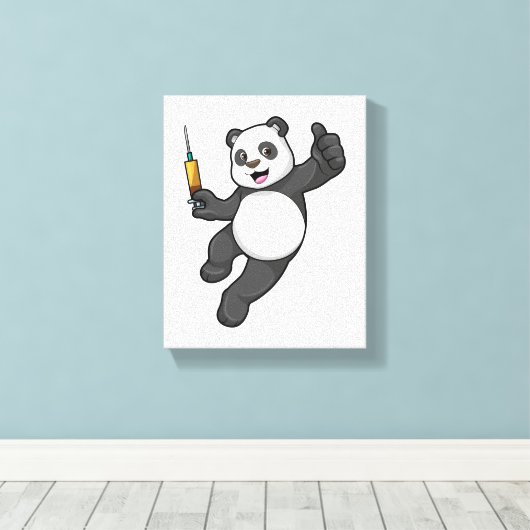 Panda bei Impfung mit Spritze Leinwanddruck (Insitu (Holzboden))