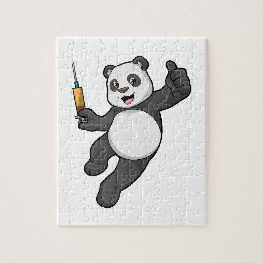 Panda bei Impfung mit Spritze Puzzle (Vertikal)