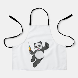 Panda bei Impfung mit Spritze Schürze