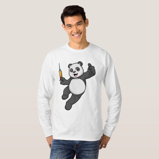 Panda bei Impfung mit Spritze T-Shirt (Vorne ganz)