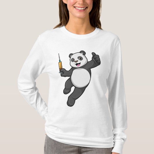 Panda bei Impfung mit Spritze T-Shirt (Vorderseite)