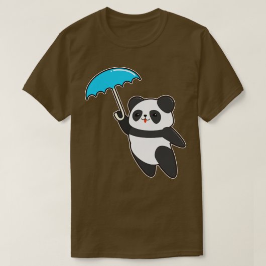 Panda bei Regen mit Regenschirm 2 T-Shirt (Design vorne)