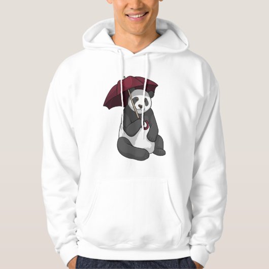 Panda bei Regen mit Regenschirm Hoodie (Vorderseite)