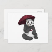 Panda bei Regen mit Regenschirm Postkarte (Vorne/Hinten)