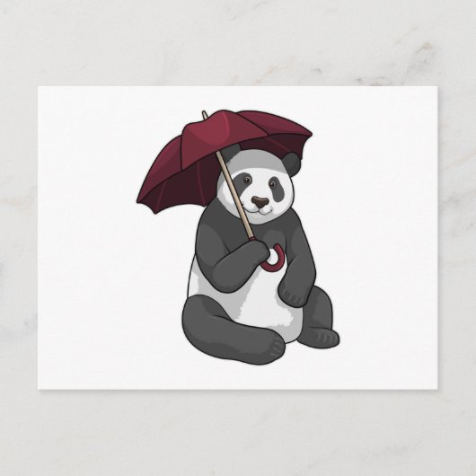 Panda bei Regen mit Regenschirm Postkarte (Vorderseite)