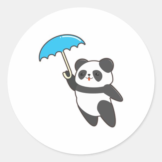 Panda bei Regen mit Regenschirm Runder Aufkleber (Vorderseite)