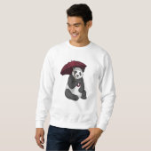 Panda bei Regen mit Regenschirm Sweatshirt (Vorne ganz)