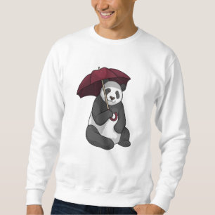 Panda bei Regen mit Regenschirm Sweatshirt