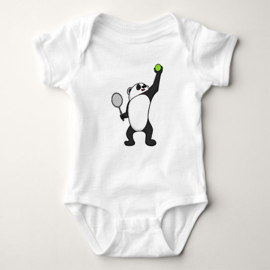 Panda bei Tennis mit Tennisschläger Baby Strampler (Vorderseite)